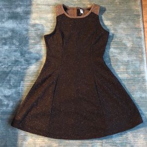 Textured black skater dress